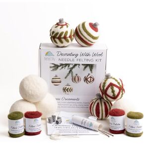 Felted Sky Christmas Ornaments Needle Felting Kit Learn How to Sculpt with Wool | Beginner Friendly for Adults and Teens | Includes Everything to Create 4 Baubles | Has Video Instructions