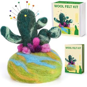 Yizzvb Needle Felting Kit, Plant Felting Kit, Felting Kits for Beginners Adult, Wool Felting Kit with Felting Wool, Needle Felting Tools and Instruction, Felt Needle Kit for DIY Craft