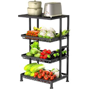 Vegetable Baskets for Kitchen,3 Tier Vegetable Cart for Kitchen,Fruit Stand for Kitchen Floor,Fruteros para Cocina Fruit Vegetable Produce Basket Organizer Bins for Kitchen,Pantry,Bathroom