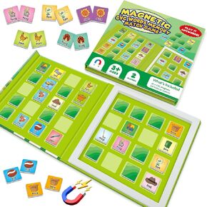Torlam Magnetic CVC Word Match Game, Phonics Memory Games for Kids, Travel Party Camping Road Family Night Airplane Car Trip Activities for Preschool Kindergarten Kids Educational Homeschool Supplies