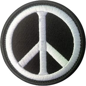Antrix Black World Peace Sign Logo Applique Fastener Hook and Loop Military Badge Patch for Backpacks Caps Hats Vests Bags
