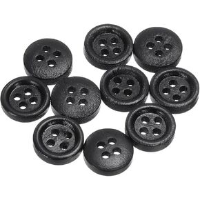 HARFINGTON 10pcs 16L Wooden Sewing Button 3/8"(10mm) 4 Holes Wood Round Craft Replacement Buttons for Clothing DIY Crafts Decoration, Natural Wood
