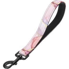 Short Dog Leash,Traffic Leash,Reflective Nylon Padded Handle,Nylon Short Dog Leash for Training Control - for Large and Medium Sized Dogs. (Pink Marble)