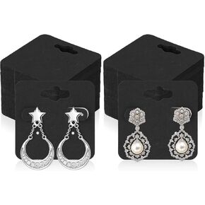 100Pcs Earring Cards, 2" x 2" Earring Display Cards with 6 Holes Kraft Earring Display Holder Black Hanging Display Cards for Selling Jewelry Display Cards for Earring Jewelry DIY Crafts