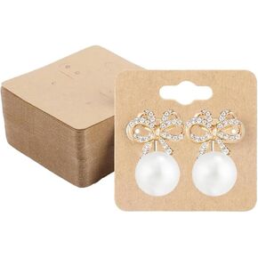100PCS Earring Display Cards, 2" Earring Display Holder Cards，Kraft Earring Cards for Selling, Hanging Earring,Handmade Jewelry Display,Packaging,DIY Crafts (Brown)