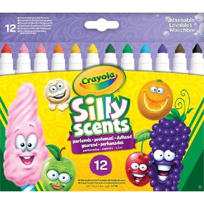 CRAYOLA Silly Scents Broadline Washable Markers - Assorted Colours (Pack of 12) | Unique Sweet Scents & Colours! | Ideal for Kids Aged 3+