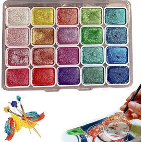 20 Colors Shifting Watercolor Painting Set, Shimmer Metallic Watercolor Paints Set, Colourful Painting Kit Model Metallic Pearlescent Watercolor Paint for Art Painting