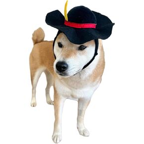 ComfyCamper Dog Bandit Feather Hat - XS Small Medium Large XXL Pirate Cosplay Halloween Costume, S