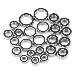Steel Rubber Front and Rear Axle Bearing Kit for Tra-xxas TRX-4 Sport Upgrade Parts(24 Pcs TRX4 Bearings) (Black)
