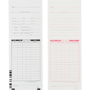 E79-200PCS Time Cards for Employees, 2 Sided Time Sheets, 3-3/8" x 9", Universal Payroll/Job Time Cards for 7000E/7500E，Black/Red