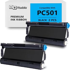 2 Pack PC501 Ribbon Compatible with Brother PC 501 PC-501 Fax Cartridge Replacement for Brother FAX 575 Fax 878 Fax 888 Printers