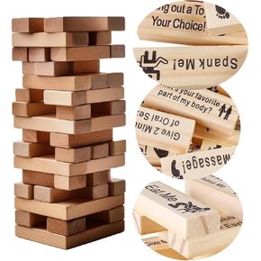 Naughty Block Tumblling Tower Games for Adults Date Night - Freaky Wooden Stacking Block Couple Game - Christmas Valentines Day Gifts for Him Her