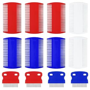 12 Pcs Pet Flea Comb Cat Metal Dog Comb Massage Dog Flea Comb Lice Combs Tick Comb for Dogs Flea Brush for Cat Fluffy hair Dog Grooming Tools
