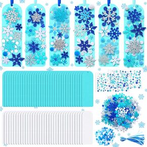 Resholder 36 Sets Winter Crafts Kits DIY Winter Snowflake Bookmark Ornaments Christmas Snowflake Craft with Stickers Snowflake Arts and Crafts for Home Party Favor Holiday Activities