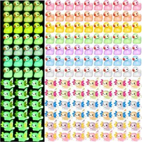 Barydat 100 Pcs Luminous Mini Resin Animals Bulk Glow in The Dark Resin Axolotls Tiny Ducks Miniature Figurines for Hide and See Decor Dollhouse Decor Landscape Garden Fairy Toys for Crafts DIY