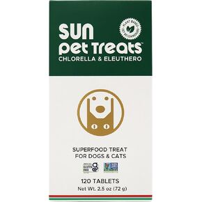 Sun Chlorella Sun Pet يعامل Green Superfood Cat والكلاب - الكلوروفيل Eleuthero & LeCithin ، المعادن ، مضادات الأكسدة والفيتامينات للكلاب والقطط - الدفاع المناعي ، والجلد والأمعاء -