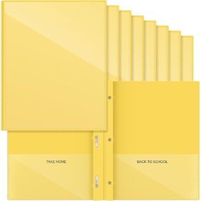 Henoyso 24 Pcs School to Home Folders with Prongs Take Home Plastic Heavy Duty 2 Pocket Folder Homework for Students Parent Teacher Communication for Classroom (Yellow)