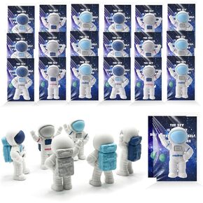 48 Sets Valentines Classroom Exchange Gifts Spaceman Theme Erasers Astronaut Space Party Favors Spaceman Desk Pet with Inspirational Gifts Tags Outer Space Themed Erasers School Supplies Prizes