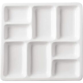 8-Well Porcelain Artist Paint Palette, Mixing Ceramic Watercolor Palette, Mixing Tray for Watercolor Gouache Acrylic Oil Painting 8 Inch