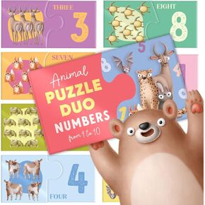 Numberafari Zoo Adventure Puzzle | 20 قطعة بانوراما تعليمية للأطفال الصغار 3-5 | لعبة التعد والحيوانات المرحة