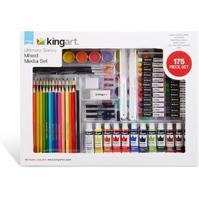 KINGART Ultimate Series 175 Piece Mixed Media Art Set (153), Colored Pencils, Oil Pastels, Acrylic Paints, Brushes
