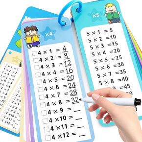 1-12 بطاقات فلاش الضرب ، بطاقات وميض كبيرة في طاولة الرياضيات ، بما في ذلك 15 بطاقة ، 2 علامات محو جافة ، حلقات واحدة ، بطاقات وميض الطاولة التعليمية للمنزل الفصول الدراسية ، للصفوف الأولى إلى الثالثة