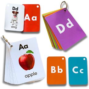 بطاقات فلاش Alphabet للأطفال ، بطاقات الكلمات الأولى في وقت مبكر لأطفال ما قبل المدرسة والأطفال الصغار ، وتعليم رسائل ABC ، ​​والكلمات الإنجليزية ، والأحرف الكبيرة والصغيرة