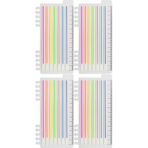 Lined Transparent Sticky Strips Assorted Colors, 0.235 x 5.5 Inch Long Highlighter Flag Tabs Index, Easy to Post, 4 Ruler Dispensers, 560 Pages Total