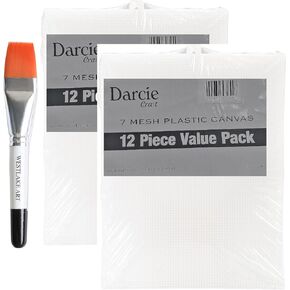 Plastic Canvas 7, 1lb, 10.5" x 13.5" Clear Templates (12pc) | Bundled Watercolor Paint Brush - Versatile for Quilting & Crafting, Durable & Flexible Material - [Pack of 2] in Saudi Arabia