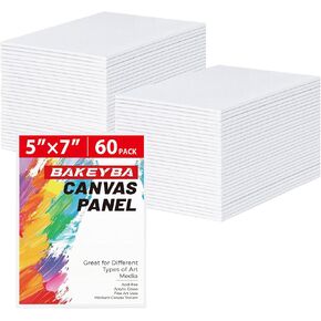 Canvas Boards 60 Pack, 9x12 Inch Painting Canvas Panels White Blank 100% Cotton Art Supplies for Acrylics Oil Watercolor Tempera Paints