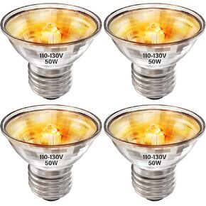 50W Turtle Reptiles Heat Lamp Bulb,4-Pack UVA UVB Heating Bulbs for Reptiles and Amphibian Tanks,Terrariums and Cages,Works with Various E26 Base Lamp Fixtures