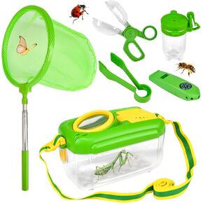 6pcs bug chating kit ، pug catcher for Kids ، يشمل صندوق الحشرات ، وأدوات Explorer 3 في 1 ، وشبكة قابلة للتمديد ، وصاحب الحشرات ، وصندوق الأخطاء و tweezer ، وألعاب التخييم في الهواء الطلق للأطفال من العمر 3-8 فتيات