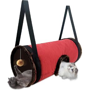 Large Cat Tunnel, Pop Up Collapsible Pet Carrier for Indoor and Outdoor Uses, with a Peephole and a Bubble Ball