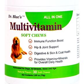 Dr. Blue's Advanced All in One Multivitamin Soft Phems للكلاب - صيغة متقدمة لتعزيز وظائف المناعة ؛ الدعم والمفصل ؛ الجهاز الهضمي وعلب البشرة ؛ فيتامينات+معادن للصحة اليومية الشاملة