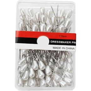 100Pcs Sewing Pins for Fabric,Straight Pins with Pearlized Ball Heads Long 2.1inch,Head Pins Long Quilting Pins for Crafts Dressmaker Jewelry DIY Decoration Pins Pins and Pincushions (White)