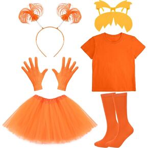 6Pcs Orange Cartoon Character Costume Accessories Set Including Headband T-shirt Skirt for Cosplay Supplies