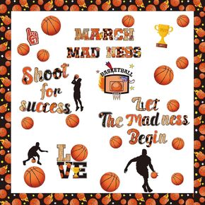 58 Pcs Basketball Bulletin Board Decoration Madness Cut-Outs Bulletin Board Decoration for School Classroom Game Party Supplies