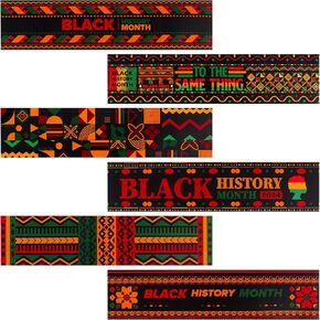 72 Pcs 70.8 Ft Black History Month Bulletin Board Kente Border Trim African American Classroom Decorations Festival Bulletins Wall Decor with Glue for Holiday Celebration Party-11.81in x 2.75in