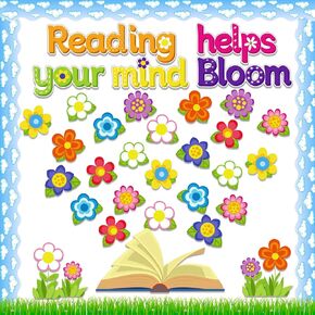 Spring Flowers Bulletin Board Decorations Set,Spring Classroom Decor Colorful Flowers Cutouts Bulletin Board for Holiday Party School Classroom Home Window Wall Decor Supplies