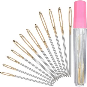 Xinjoduz 12 PCS Large Eye Needles for Hand Sewing, 2.09", 2.36", 2.76", Large Eye Sewing Needles, Embroidery Needles for Hand Sewing Needles Sewing Supplies with a Hexagonal Plastic Bottle