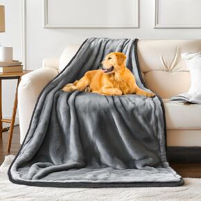 PatiencET Waterproof Dog Blanket for Small Dogs, Washable Reversible Sherpa Cat Puppy Pet Blanket, Fleece Dog Blanket for Couch Bed Furniture Cover Protector Outdoor Throw Blanket Gray（30x40in）