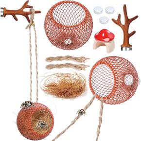 قفز عنكبوت إخفاء موائل العلبة مع الزخرفة anlter ، ديكور الفطر Pet Spider Hideout Nest Climbing Pet Spider Hideout spider leckositations (Brown-S1)
