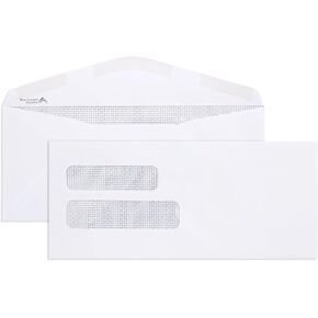 500 No. 10 Double Window Security Envelope, Diagonal Seam, Gummed Seal, Perfect for Statements, QuickBooks Invoices, and Return Envelopes, Number 10 Size, 4 1/8 X 9 ½