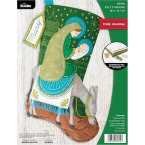 Bucilla, Holy Journey, Felt Applique 18" Stocking Making Kit, Perfect for Holiday DIY Arts and Crafts Projects, 89710E