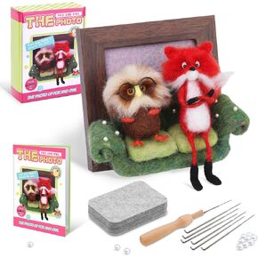 Fedmut Needle Felting Kit, Needle Felt Starter Kit for Beginners Adults, Animal Frame Wool Felting Kit Including Wool Roving Felting Needles, Needle Felt Pads for DIY Home Desktop Decorations Craft