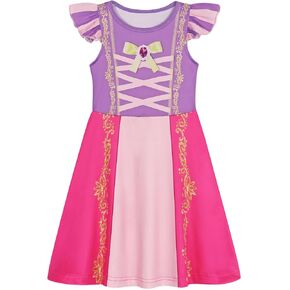 Jurebecia Girls Nightgowns Rapunzel Princess Nightgown Ruffle Sleeve Nightdress Pajamas for Kids Sleep Wear Nightie Dress Size 5t 4-5 Years