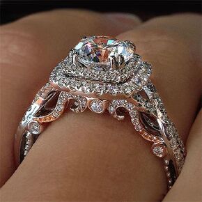925 Sterling Silver Shiny Full Diamond Gemstone Ring Cubic Zirconia Rings CZ Diamond Multi Row Ring Eternity Engagement Wedding Band Ring for Women (US Code 9)