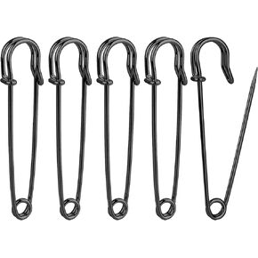 5 Pcs Black Safety Pins, 2 Inch Large Safety Pins Heavy Duty Safety Pins for Costumes Blankets Crafts