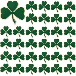 Sannix 60pcs Shamrock Pins ، St. Patrick's Day Fabel Pins Green Shamrock Badge Brouches الأزرار الأيرلندية المحظوظة الأزرار لحقائب الظهر ملابس التذكارات التذكارية