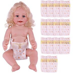 BABESIDE 15 Pcs Reborn Baby Doll Diapers Set for 17-24 Inch Baby Dolls, Realistic Baby Doll Accessories Doll Underwear with Cute Animal Pattern for Newborn Baby Dolls